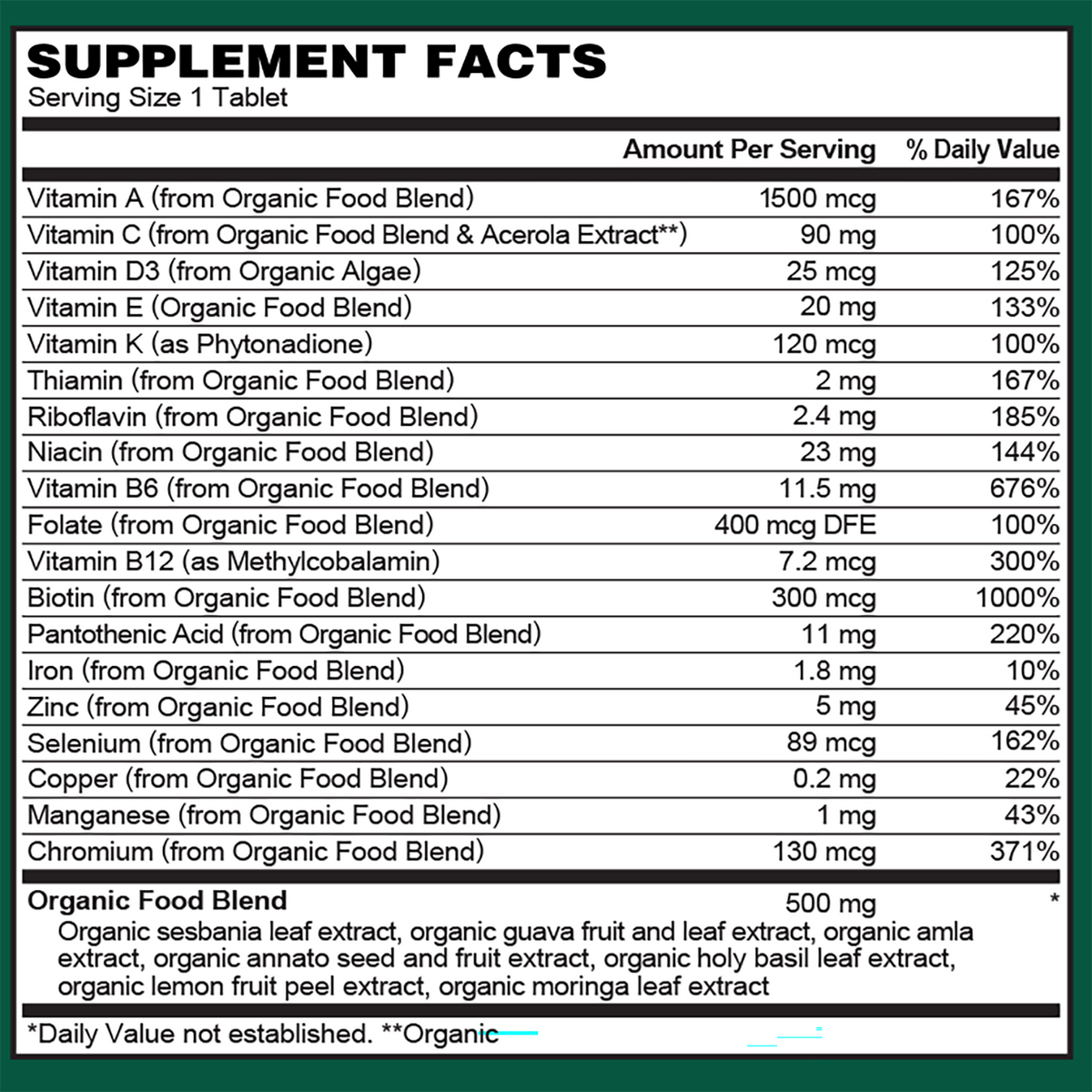 Organic Multivitamin for Men – Whole Food Blend