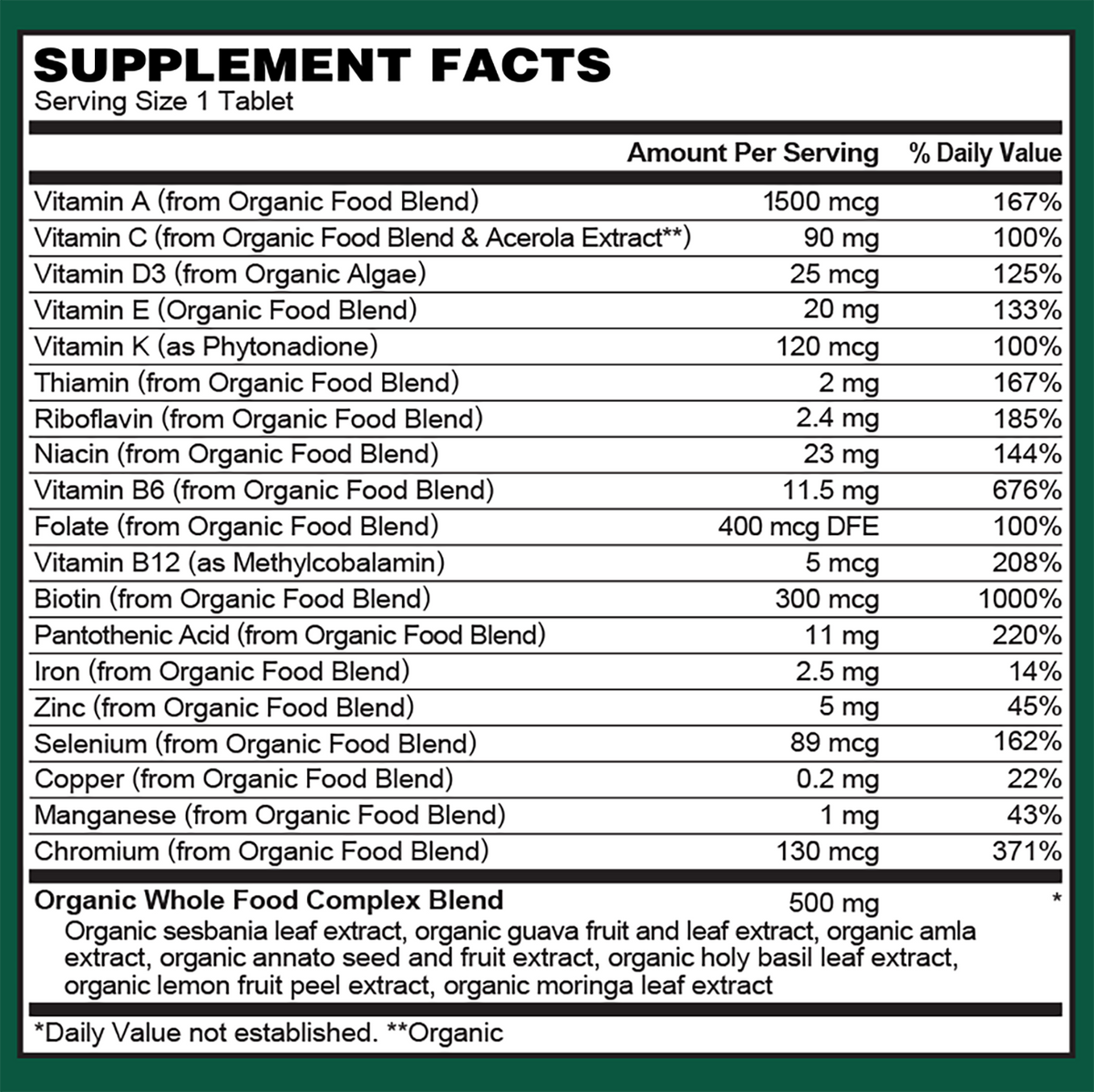 Organic Multivitamin for Women – Whole Food Blend