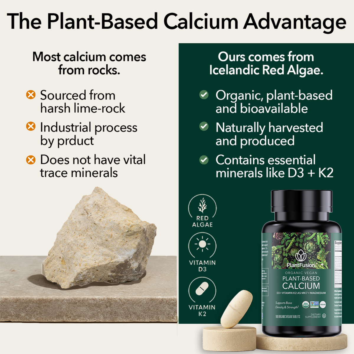 Organic Calcium - with D3, K2, & Magnesium