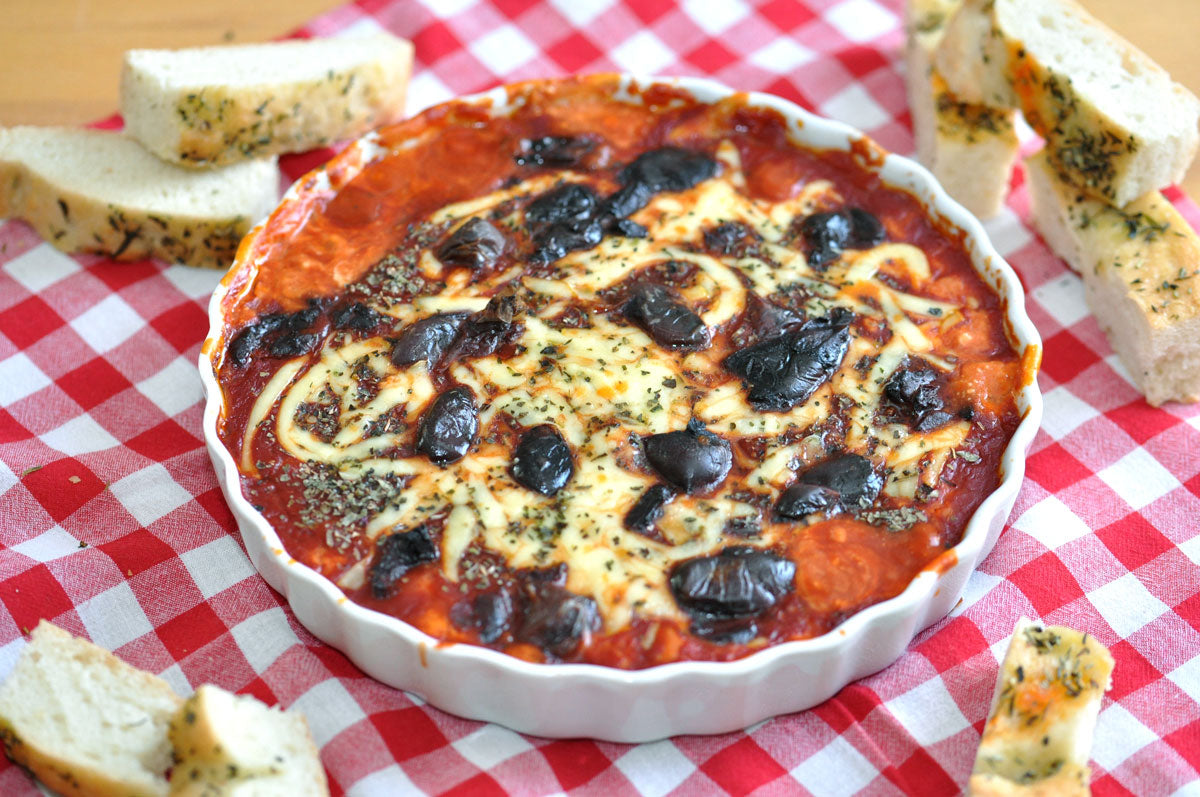 Pizza Dip with Parm Topping
